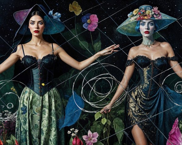 Contrasting Nature Represented by Elegantly Dressed Women