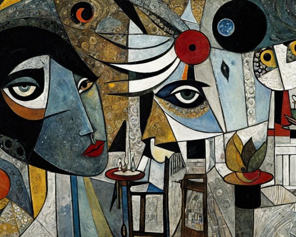 Vibrant Abstract Composition with Bold Colors and Shapes