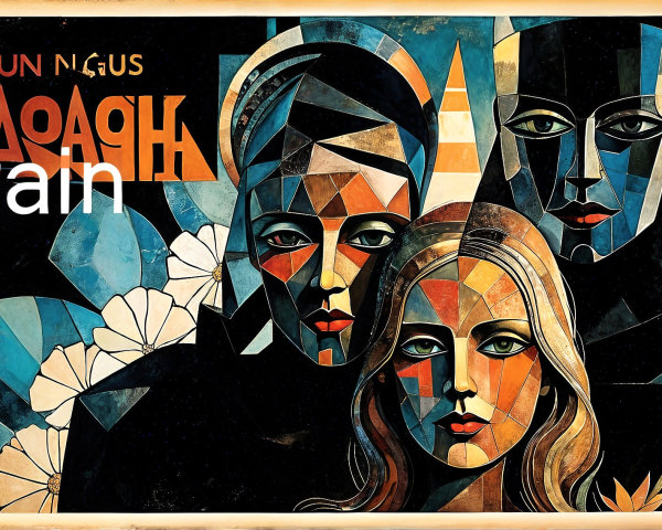 Colorful Geometric Depiction of Three Figures