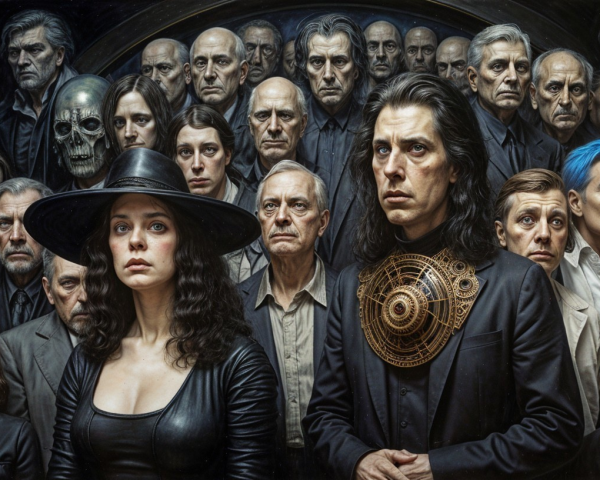 Atmospheric Portrait of People with Serious Expressions