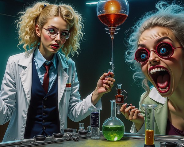 Eccentric Scientists Conducting Colorful Experiments