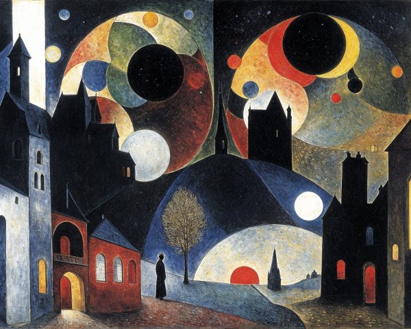 Surreal Landscape with Abstract Shapes and Colors