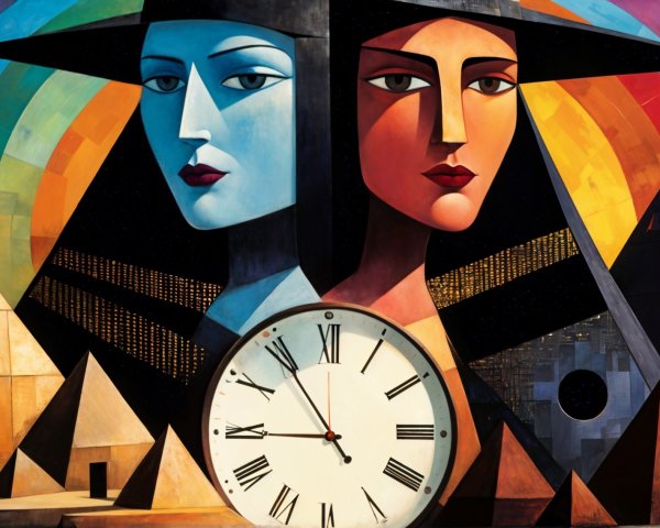 Stylized Faces in Bold Colors and Geometric Shapes