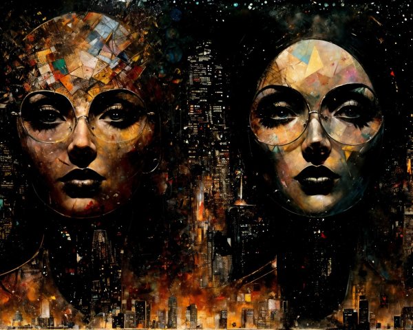 Stylized Faces with Urban Abstract Background