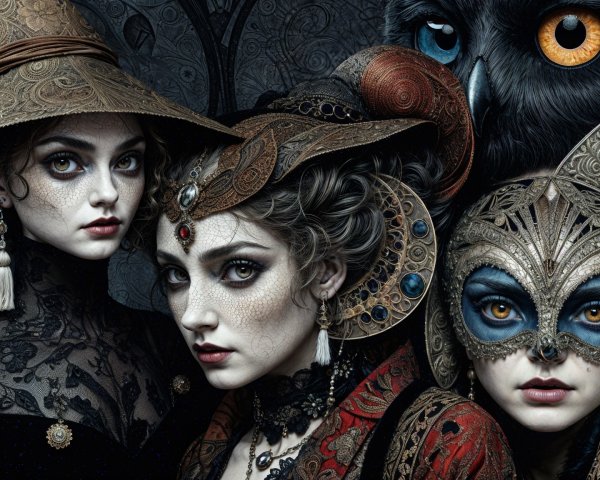 Enchanting Women in Ornate Costumes and Makeup