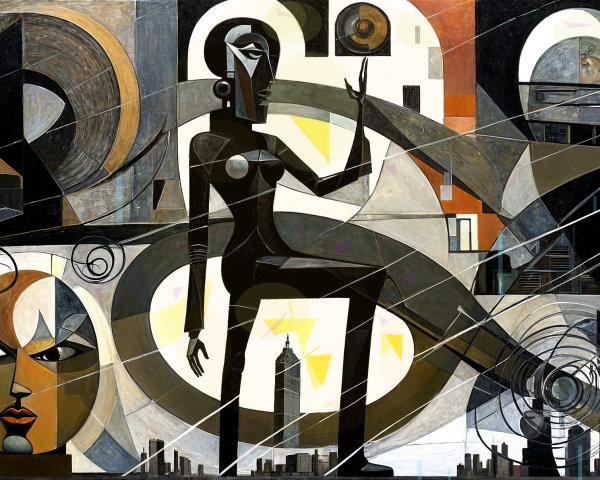 Abstract Composition with Geometric Shapes and Textures