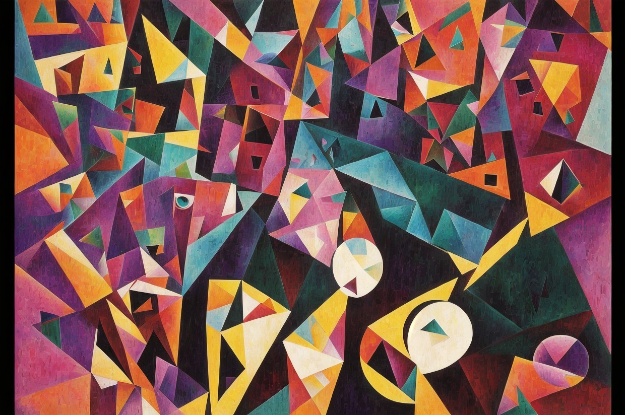 Abstract Composition of Geometric Shapes and Colors