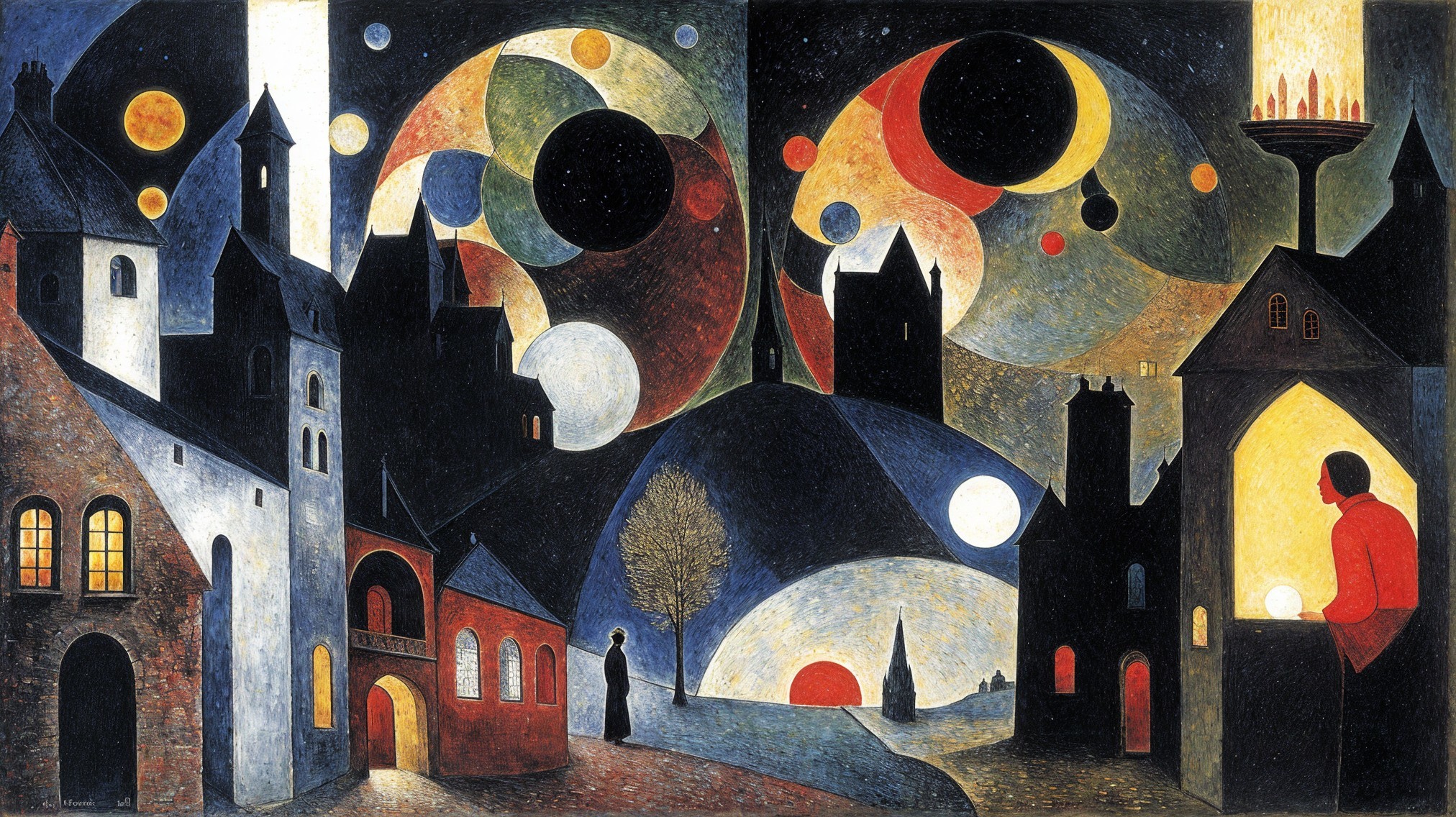 Surreal Landscape with Abstract Shapes and Colors