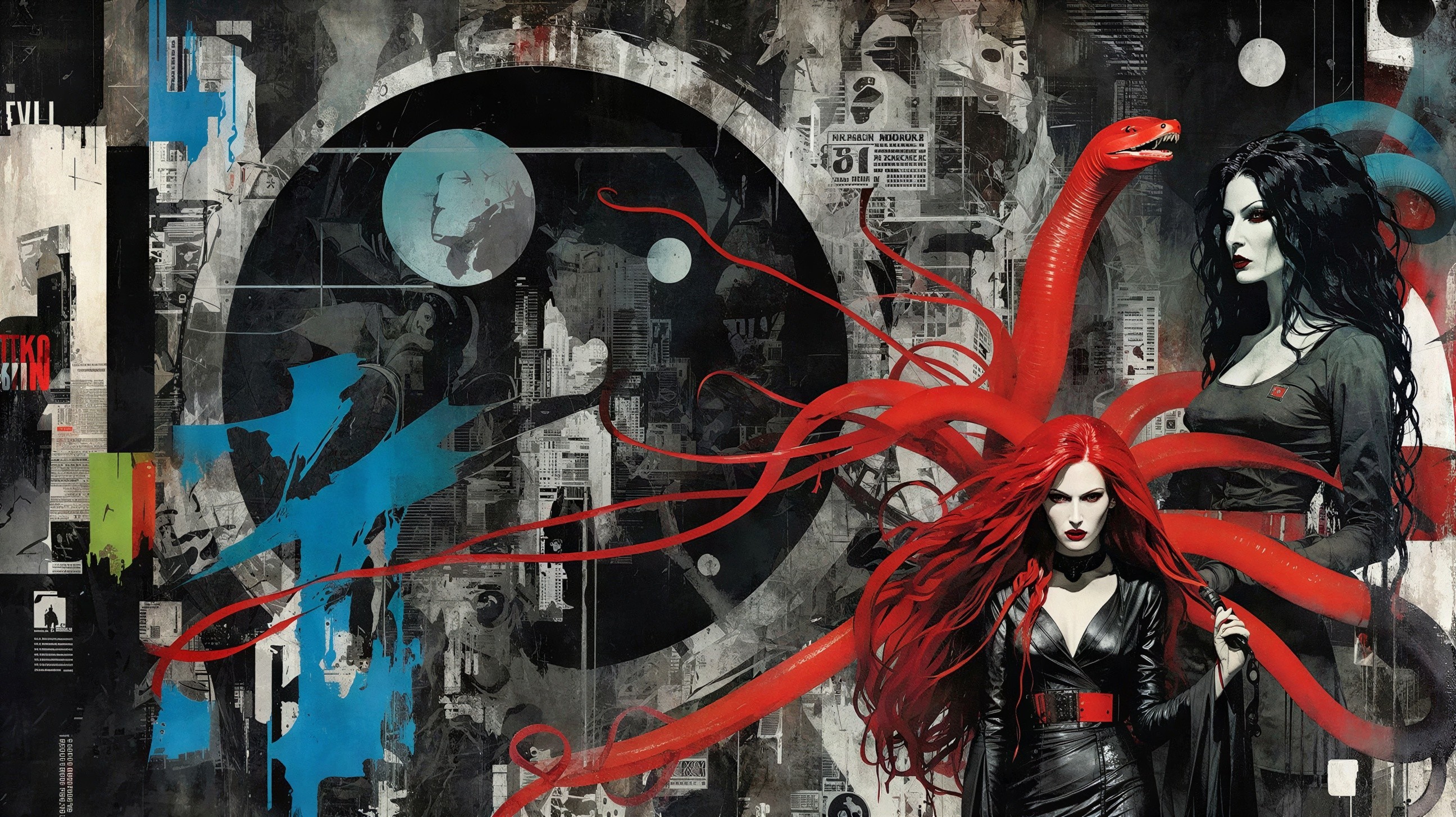 Gothic Fantasy Illustration of Two Mysterious Women