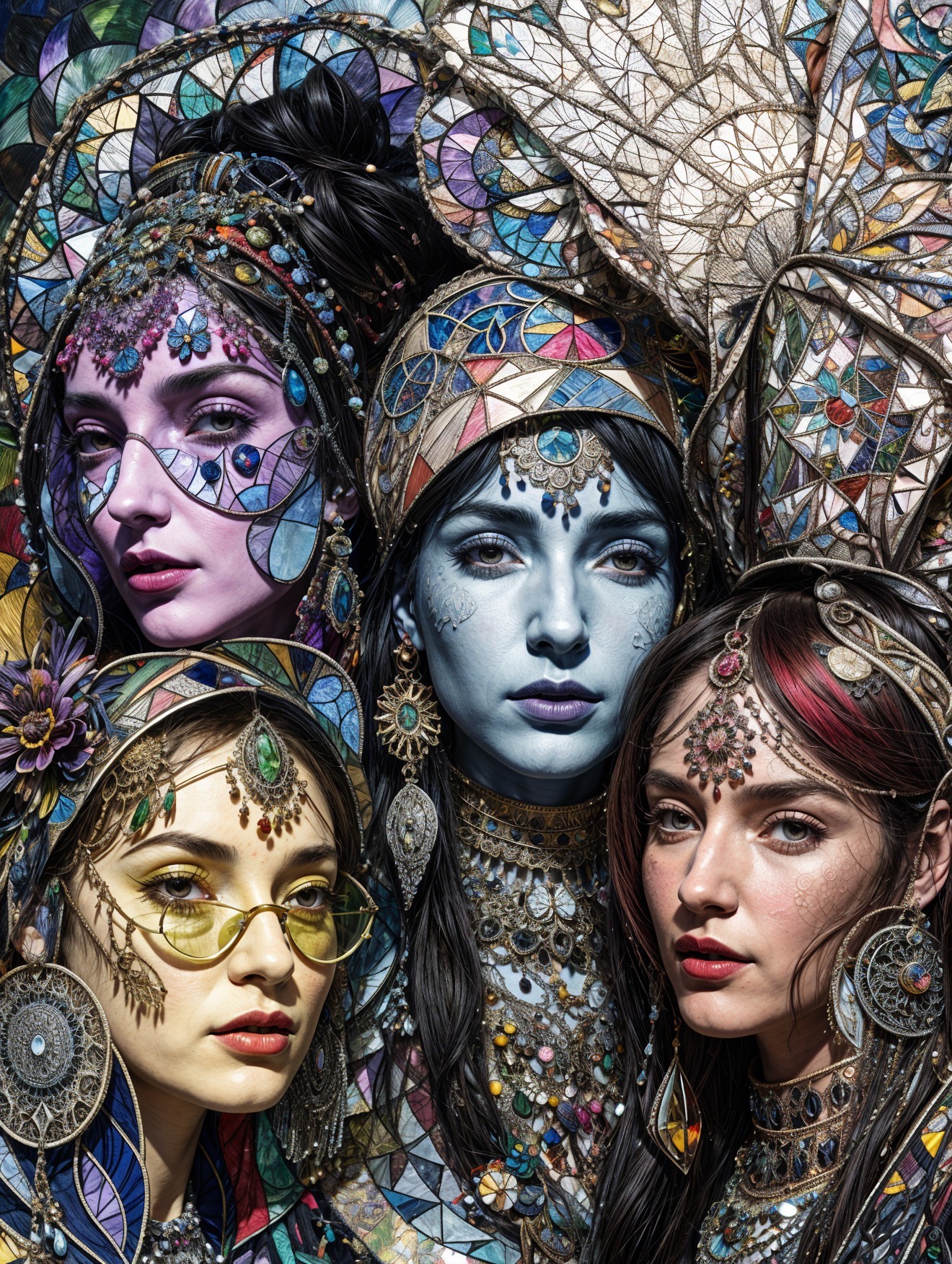 Women in Colorful Stained Glass-Inspired Attire