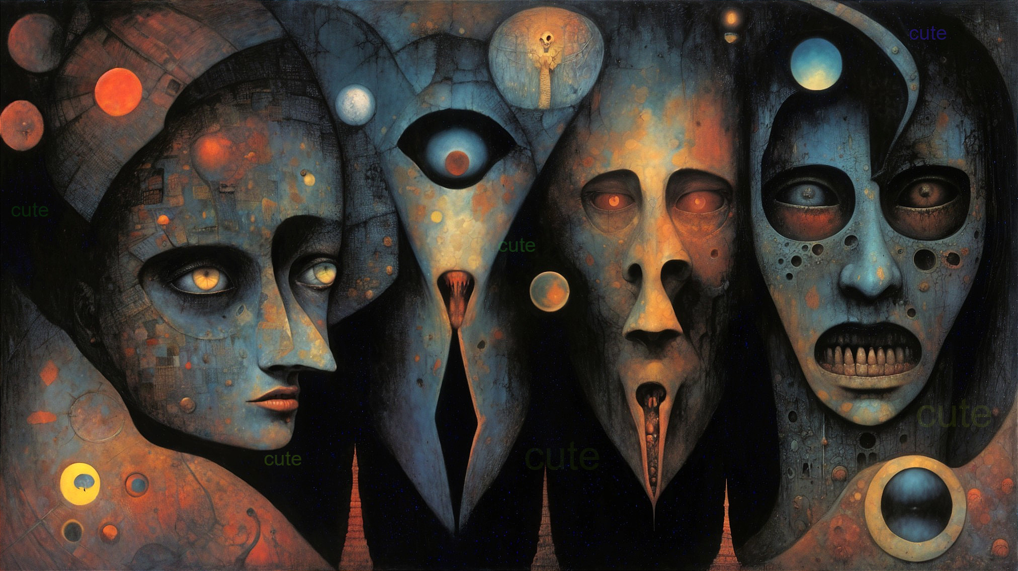 Abstract Humanoid Figures in Surreal Dreamlike Setting