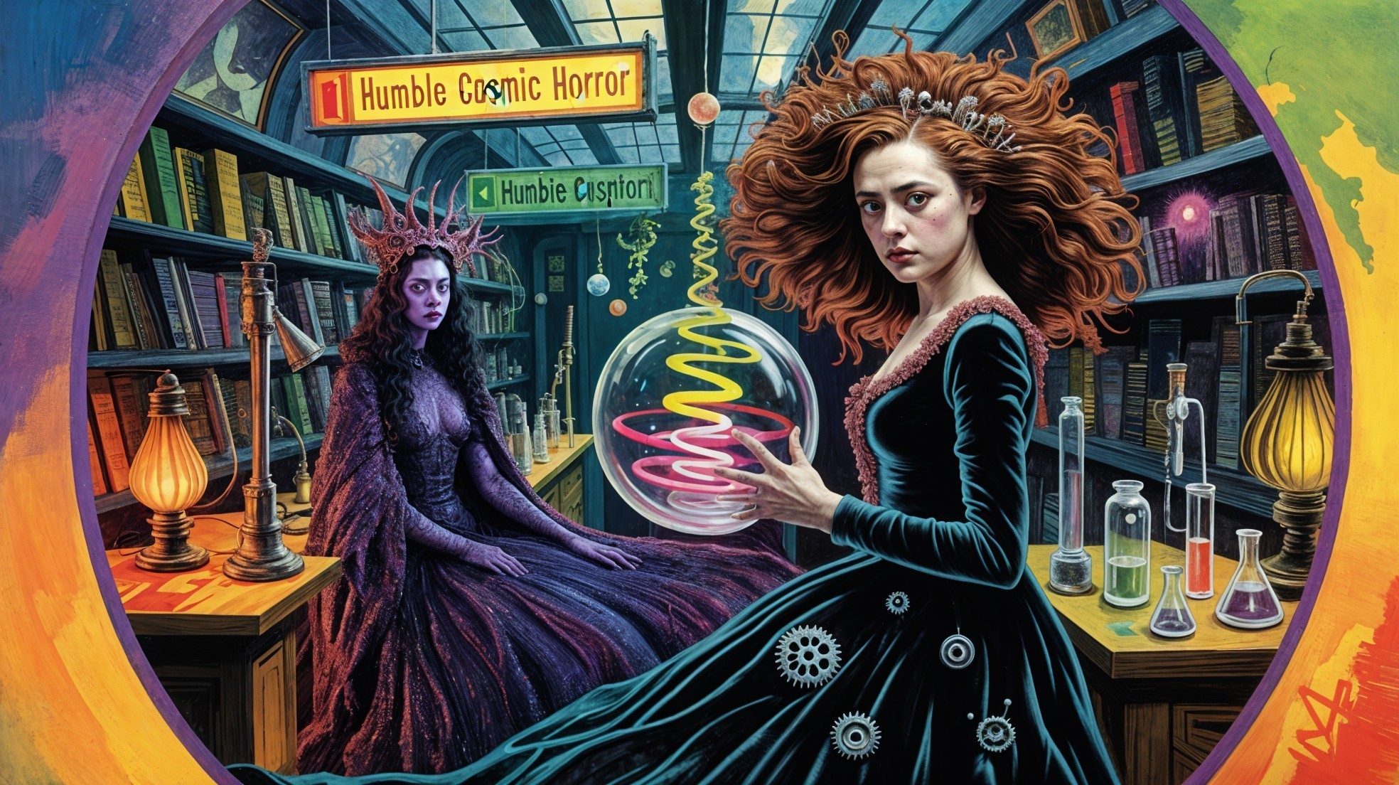 Library of Arcane Knowledge with Magical Elements