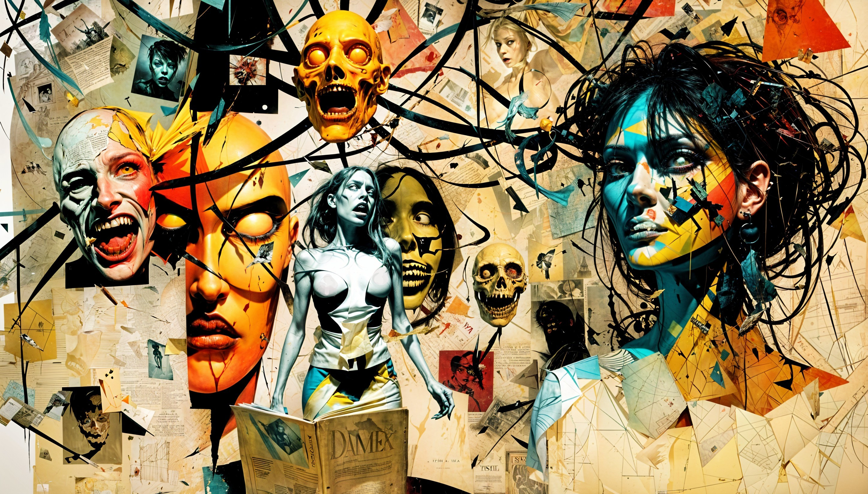 Surreal Collage with Vivid Colors and Bold Contrasts
