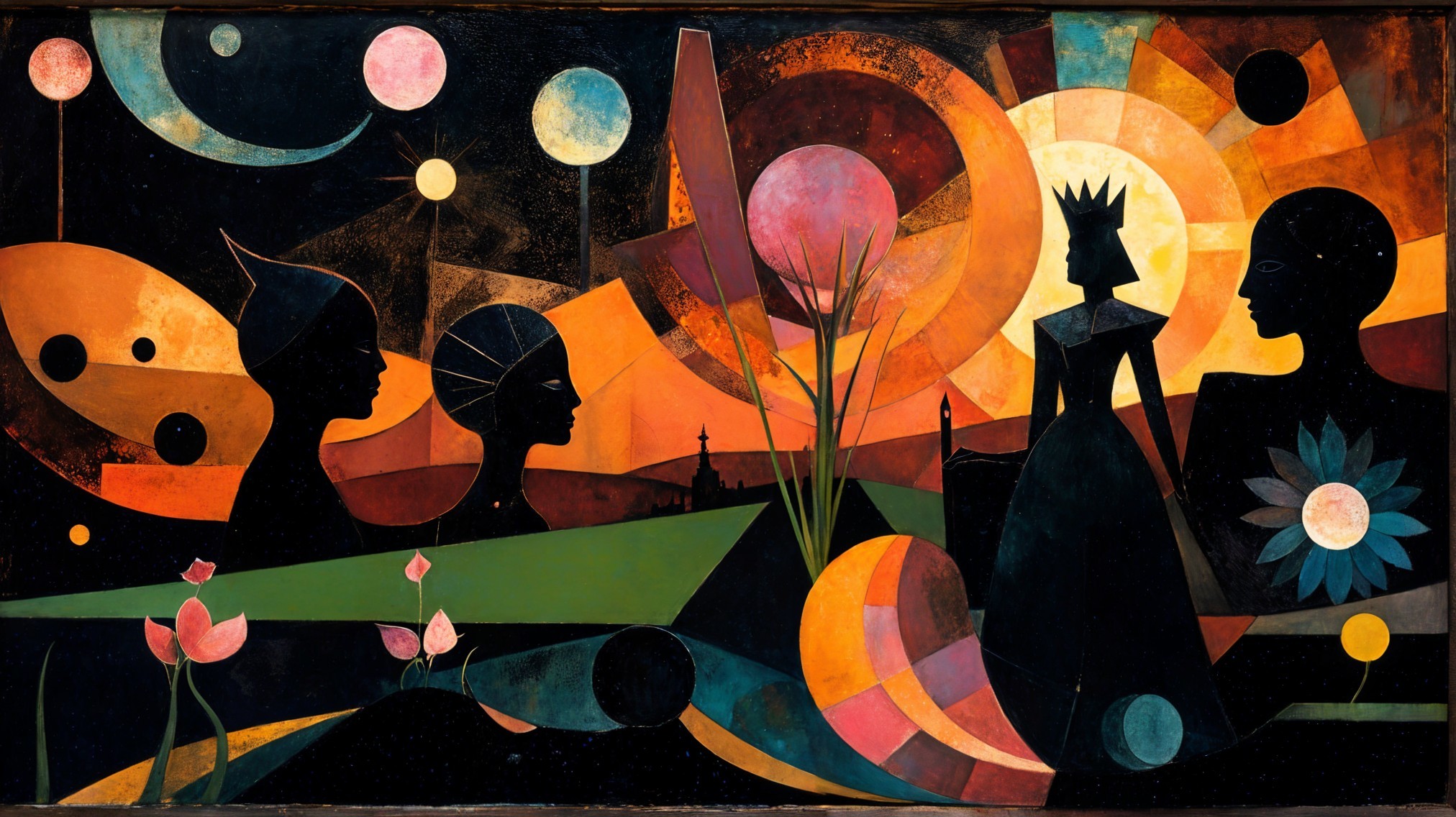 Abstract Composition with Vibrant Colors and Shapes
