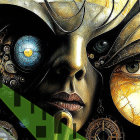 Surreal Composition of Human Faces and Mechanical Elements