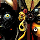 Artwork of Two Faces in Black and Gold Tones