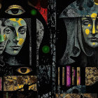 Abstract Composition with Faces and Geometric Patterns