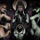 Surreal Artwork of Abstract Faces with Nature Elements