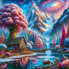 Cozy Cabin by Tranquil River in Autumn Landscape