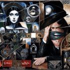 Dark Figures in Traditional Garments in Eerie Setting