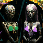 Stylized Mannequins with Geometric Background and Gems