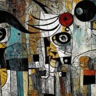 Vibrant Abstract Artwork of Three Colorful Cats