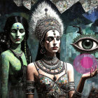 Mystical Scene with Two Figures and Surreal Elements