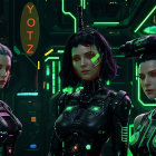 Stylish Women in Futuristic Sci-Fi Setting