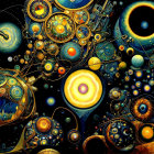 Intricate Steampunk Space Scene with Gears and Celestial Bodies