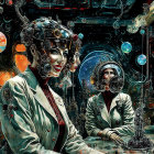 Futuristic Control Room with Women in Space Suits