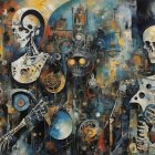 Cubist Digital Painting of Two Women in Cityscape