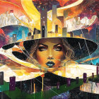 Surreal Cosmic Landscape with Futuristic Elements