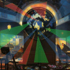 Surreal Futuristic Scene with Cosmic Clock Device