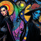 Two Figures in Colorful Mystical Background