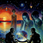 Surreal Digital Painting of Cityscape and Night Sky