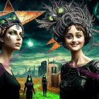 Ethereal Women in Dystopian Landscape with Headpieces