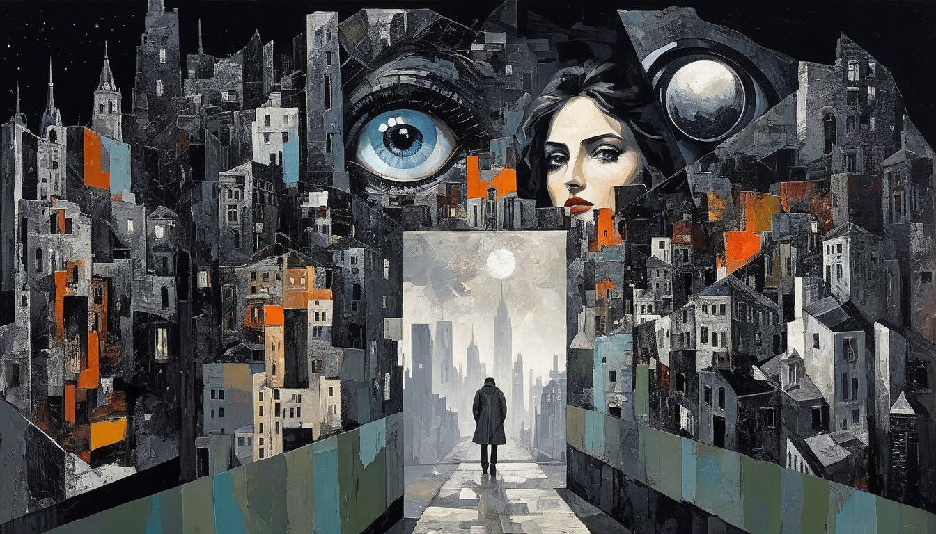 Abstract Urban Landscape with Solitary Figure