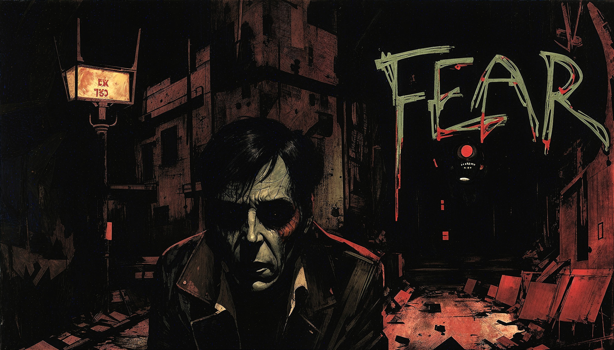 Dark Urban Alleyway with Atmosphere of Fear