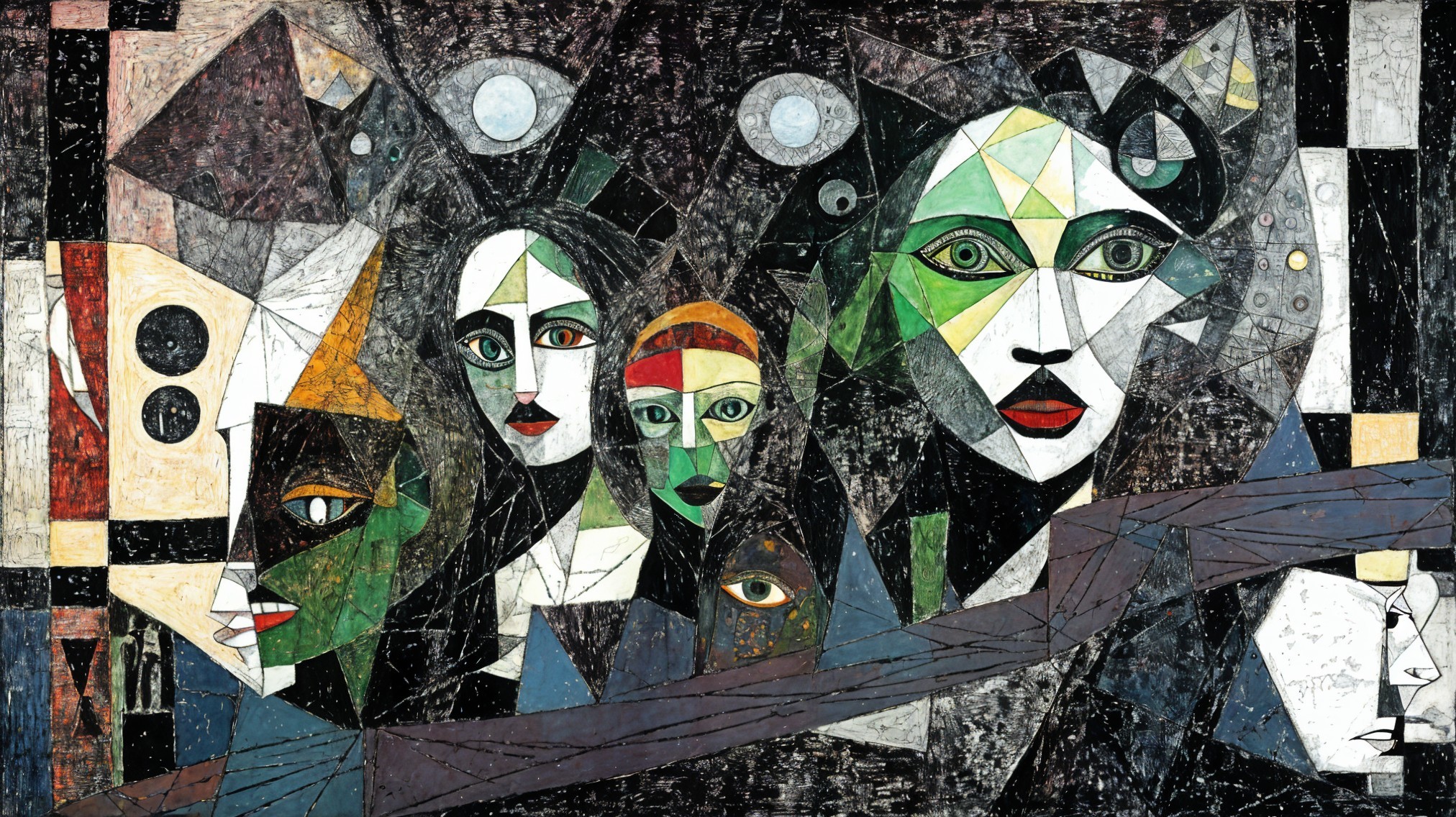 Abstract Figures with Angular Shapes and Vivid Colors