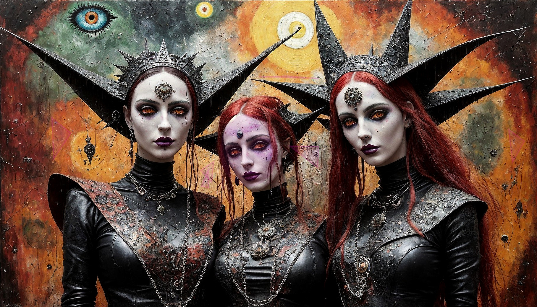 Gothic Figures with Dramatic Makeup and Outfits