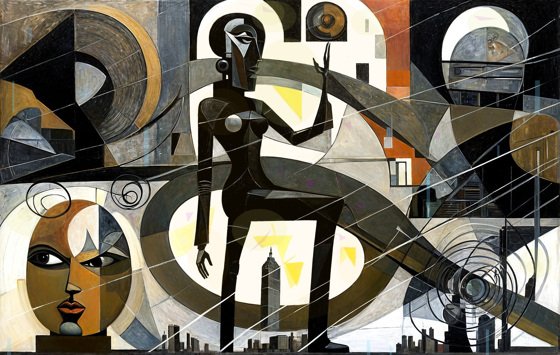 Abstract Composition with Geometric Shapes and Textures