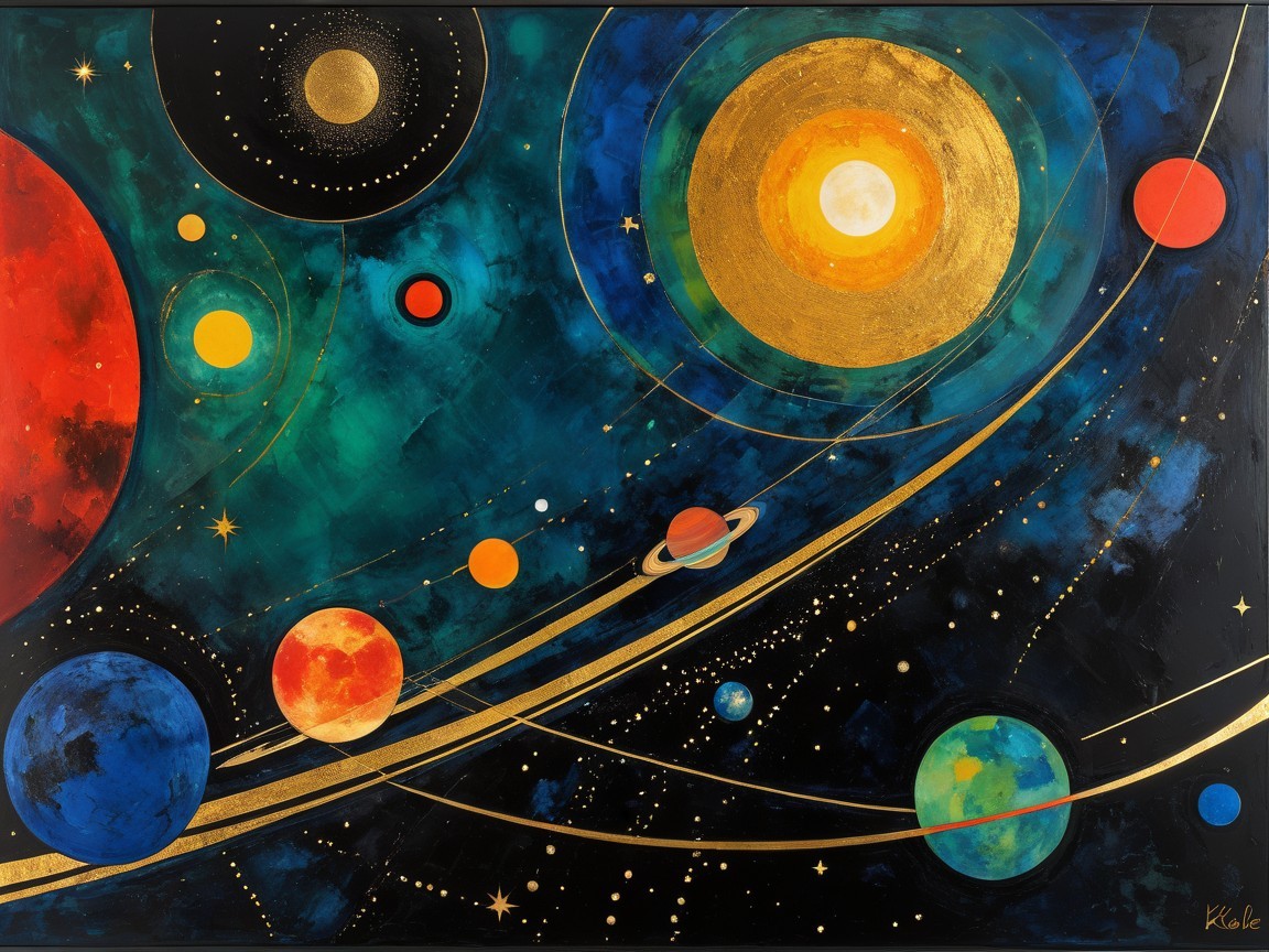 Vibrant Cosmic Scene with Colorful Planets and Stars