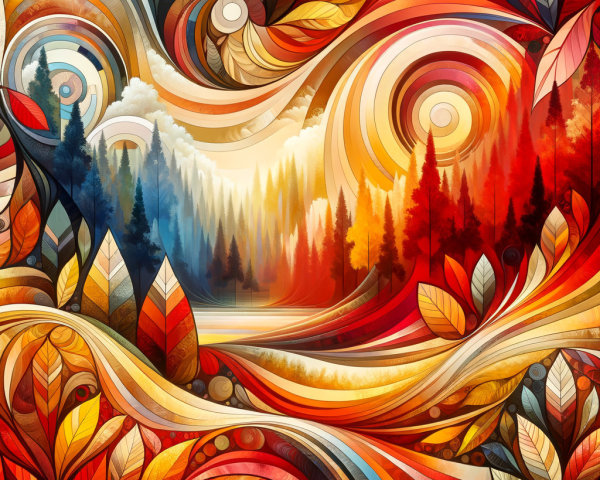 Vibrant Abstract Landscape of Autumn Colors