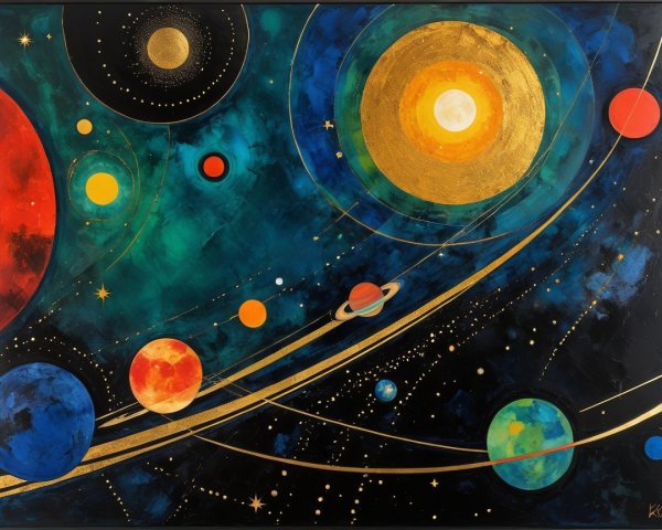 Vibrant Cosmic Scene with Colorful Planets and Stars