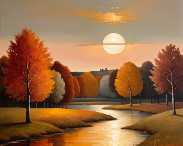 Serene Sunset Landscape with Vibrant Sky and River