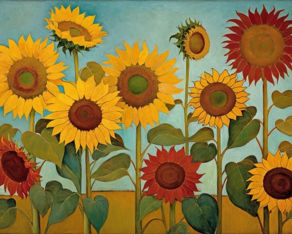 Vibrant Sunflowers in Bloom Against Blue Sky