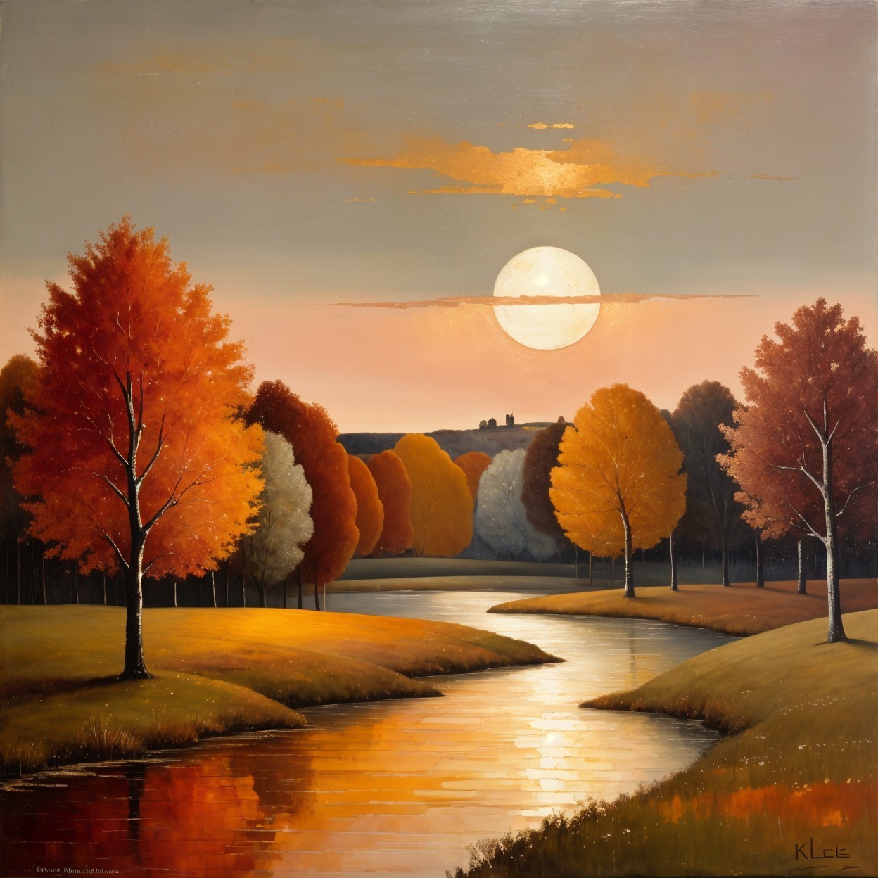 Serene Sunset Landscape with Vibrant Sky and River