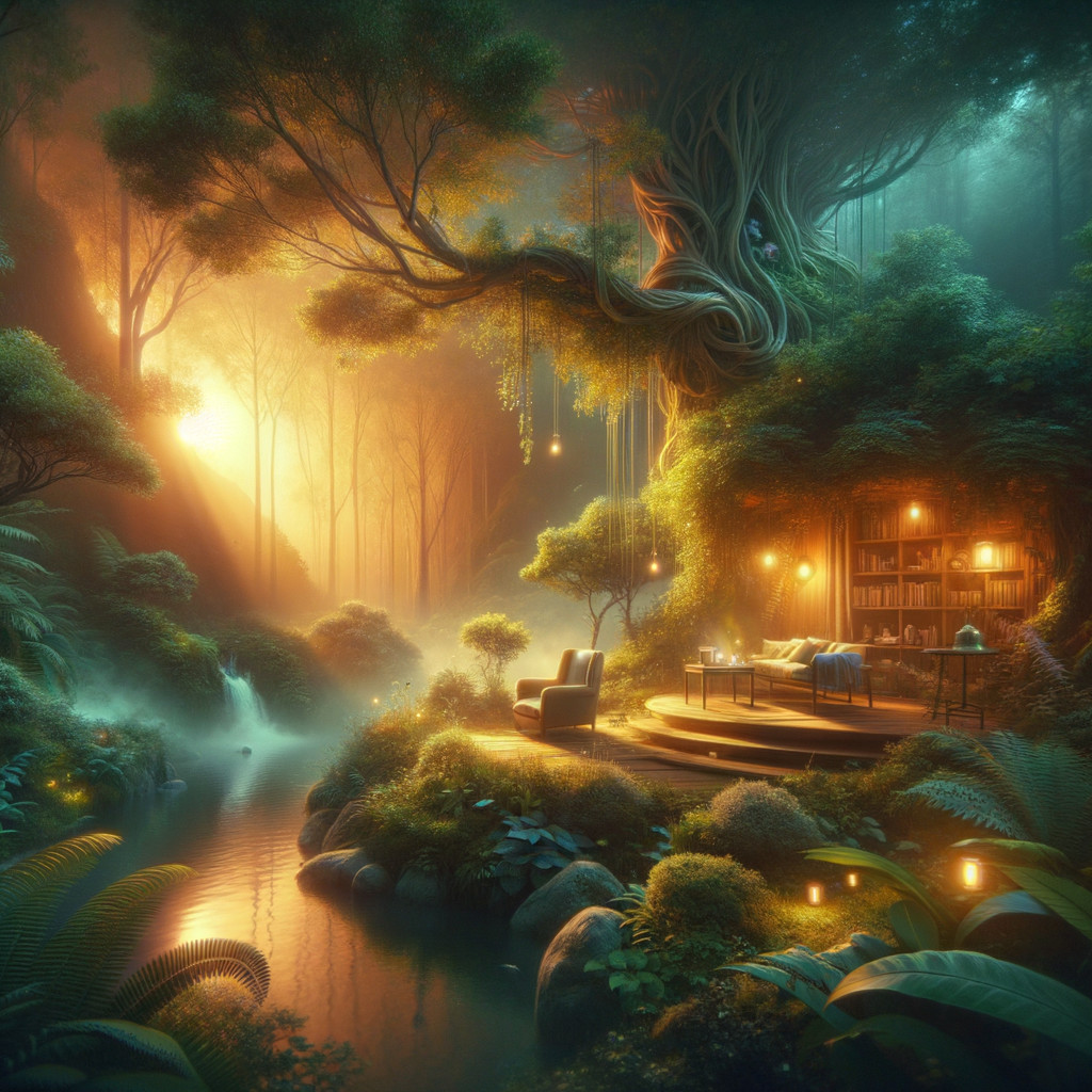 Cozy Cottage by a Stream in a Lush Forest Setting