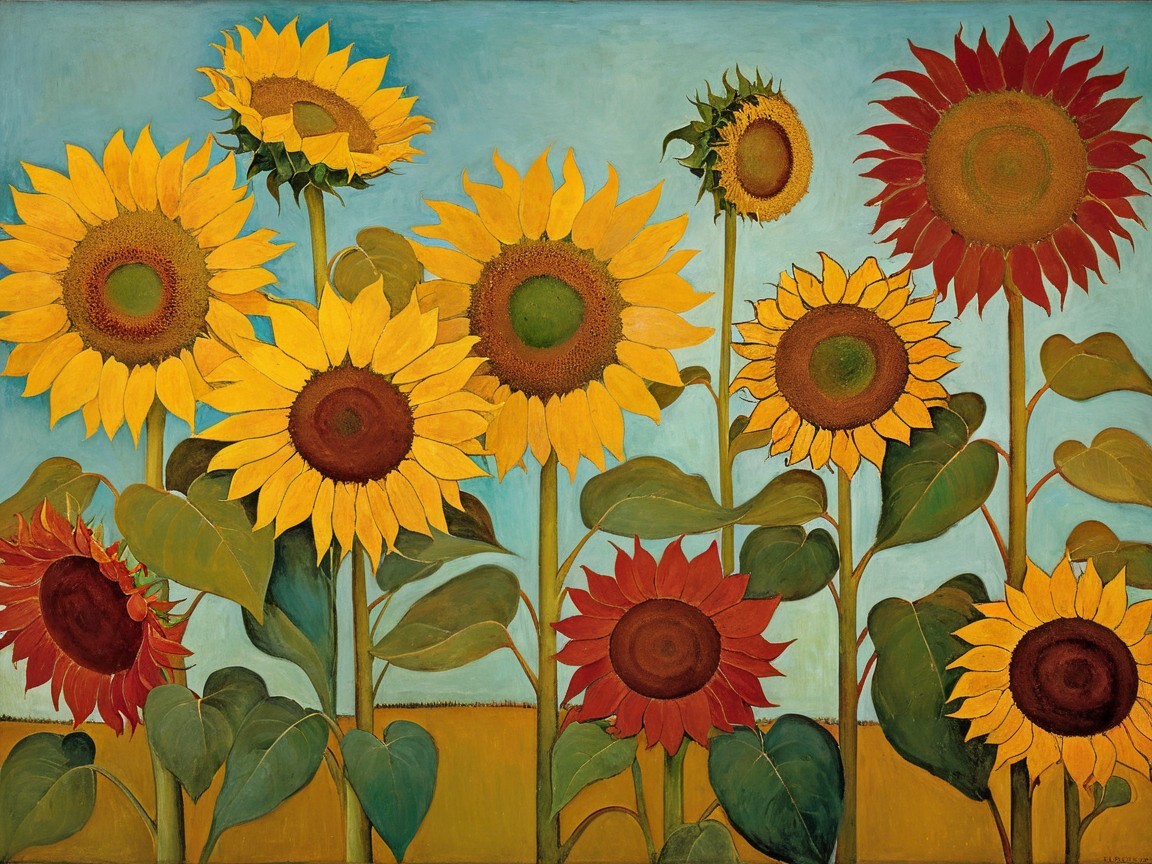 Vibrant Sunflowers in Bloom Against Blue Sky