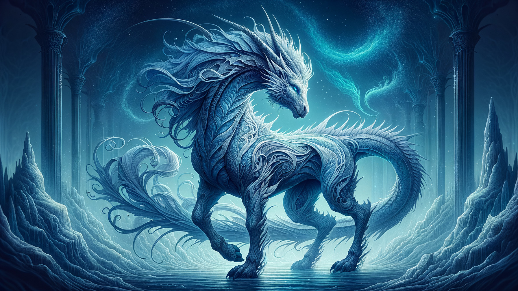 Ethereal Dragon in a Mystical Landscape